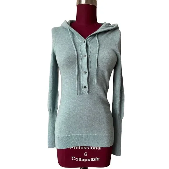 J.Crew Collection Cashmere Getaway Hoodie in Blue Henley Sweater S - Picture 1 of 9